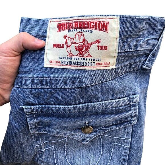 True Religion Jeans Size 42 BILLY BLACKSEED BIG T Blue - Picture 5 of 10